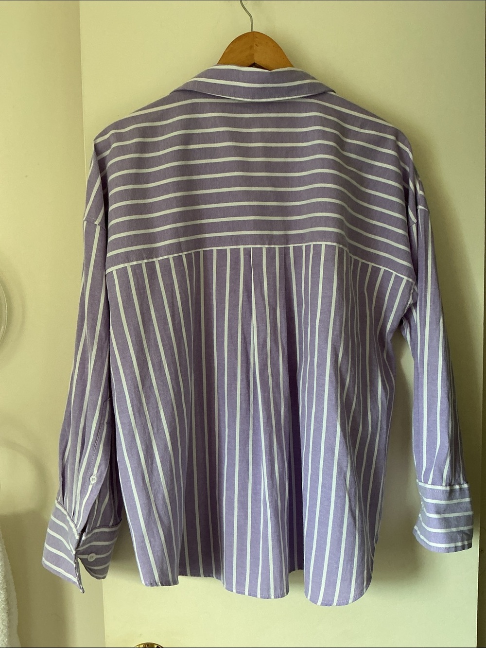 Zara Lavender and White Oversized Striped Button-Down Shirt - Picture 2 of 3